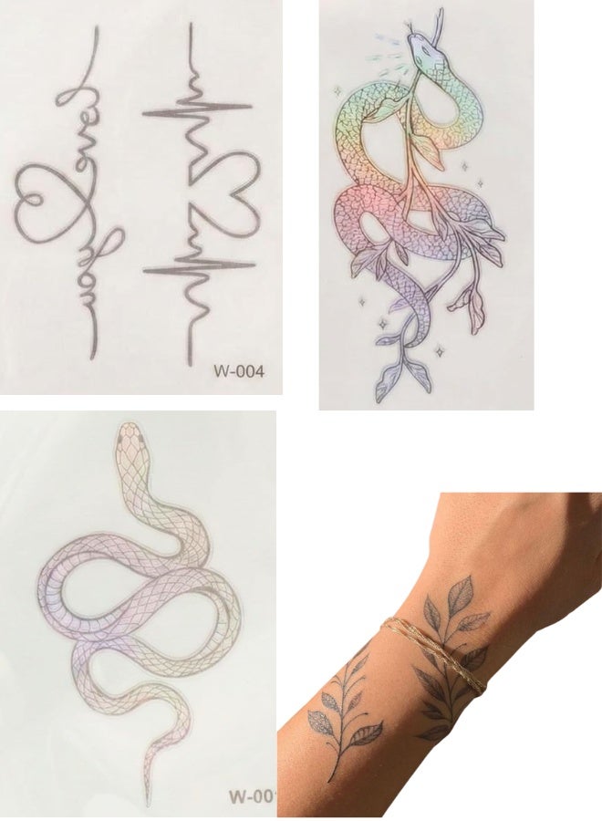 3PCS Semi Permanent Temporary Tattoo Stickers Waterproof Metallic Holographic Designs – Lasts 7-15 Days Easy Apply and Remove Fake Tattoos for Parties Festivals Beach and Body Art - Image 1