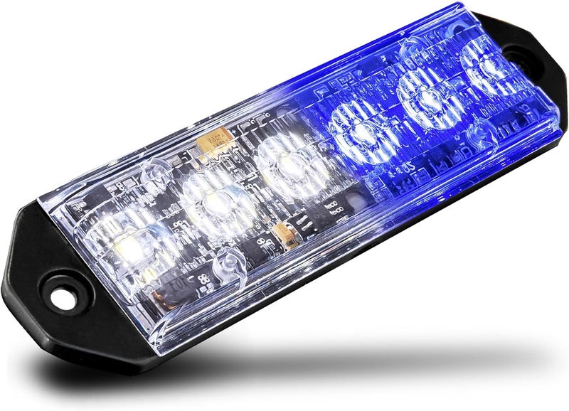 LAMPHUS PlanarFlash 6W Blue White LED Surface Mount Police Grill Strobe Warning Lights [Sync-able] 12V Ultra Slim Flat Grille Flashing Emergency Light Head for Fire Figher Responder Vehicle Car - Image 1