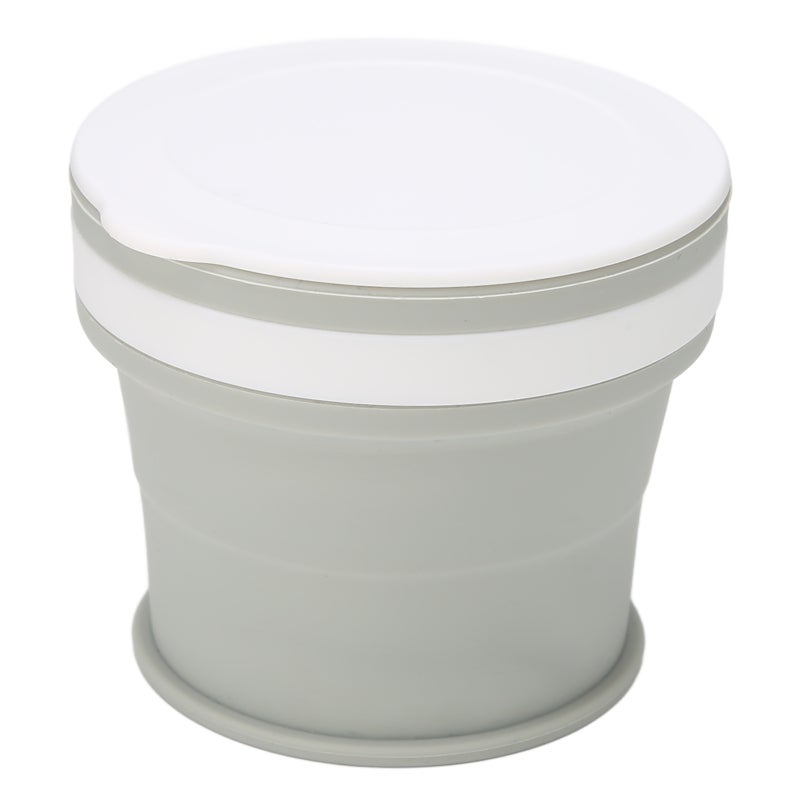 Silcone Collapsible Coffee Cup Reusable Portable Folding Travel Cup for Camping Sports Gray 270ml - Image 3