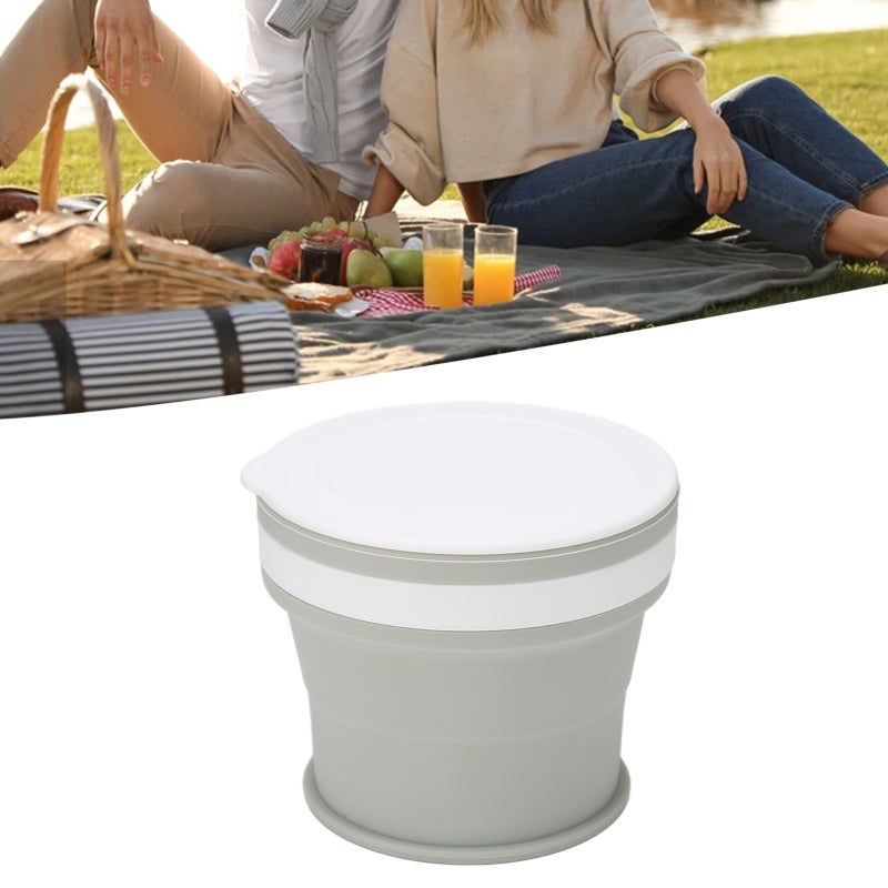 Silcone Collapsible Coffee Cup Reusable Portable Folding Travel Cup for Camping Sports Gray 270ml - Image 2