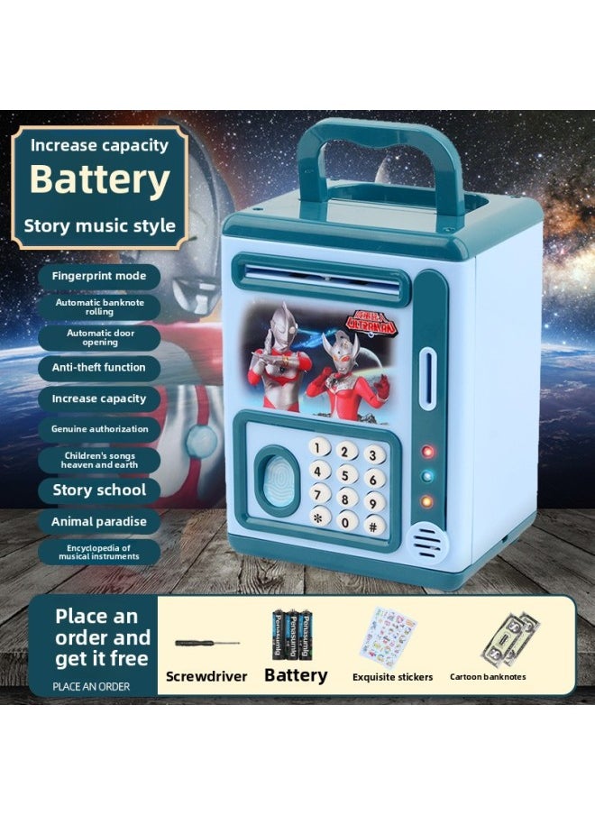 Generic - Creative Ultraman Piggy Bank Large Capacity Children Can't Break, Only Can't Get In Boy Piggy Bank Can't Break, Anti-fall-Color:Ultraman [fingerprint Password Lock/music] Green-Size:Charging Version - Image 1