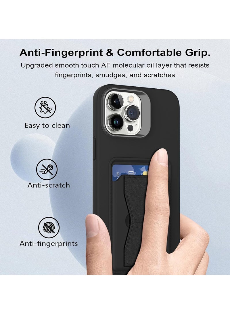 DUSALA Leather Card Holder Case Compatible with iPhone 16 Plus 6.7 inch, Shockproof Leather Back Card Storage Plus Phone Stand (Black) - Image 3