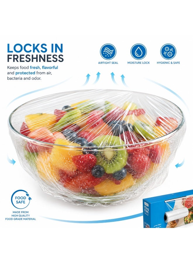 Lukadah Cling Film Plastic Wrap Roll with Built-in Cutter | Food Safe Transparent Kitchen Wrap | Strong Cling, Airtight Freshness Seal for Fruits, Vegetables, Meat, Bowls & Leftovers | Easy Cut Food Storage Wrap - Image 4