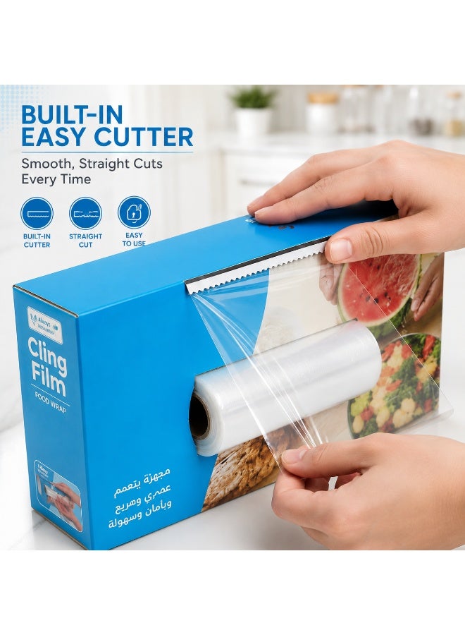 Lukadah Cling Film Plastic Wrap Roll with Built-in Cutter | Food Safe Transparent Kitchen Wrap | Strong Cling, Airtight Freshness Seal for Fruits, Vegetables, Meat, Bowls & Leftovers | Easy Cut Food Storage Wrap - Image 5