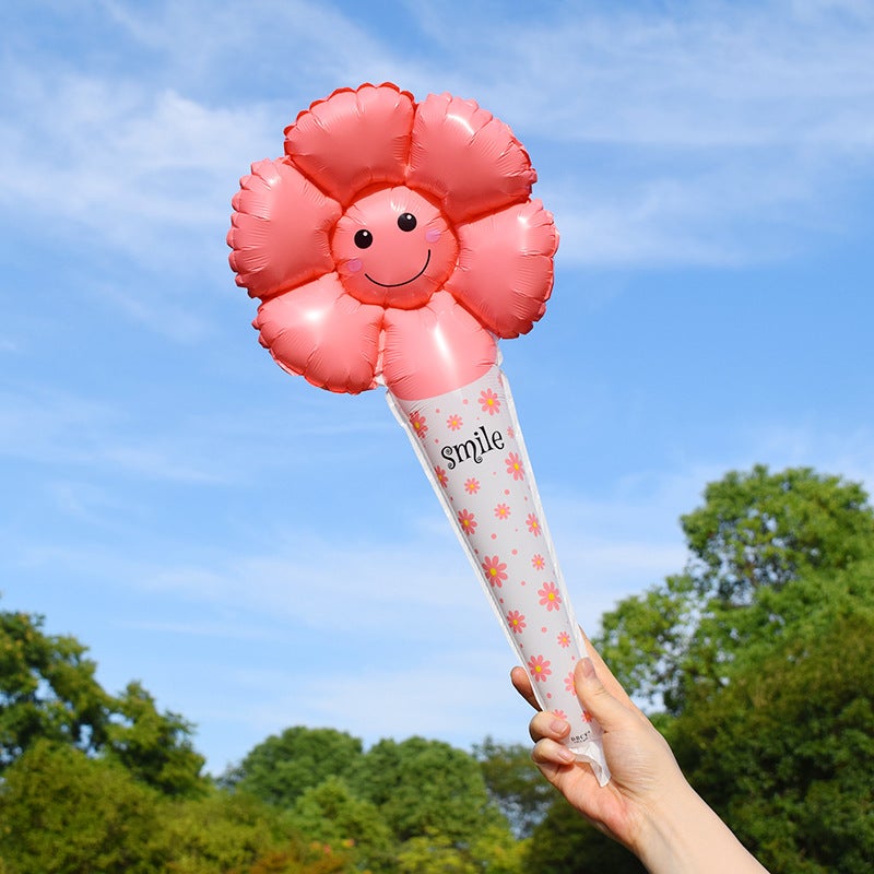 Daisy Smiley Daisy Handheld Stick Mid-Stick Headband Aluminum Film Balloon Stall Push-Sweep Code Activity Balloon - Image 1