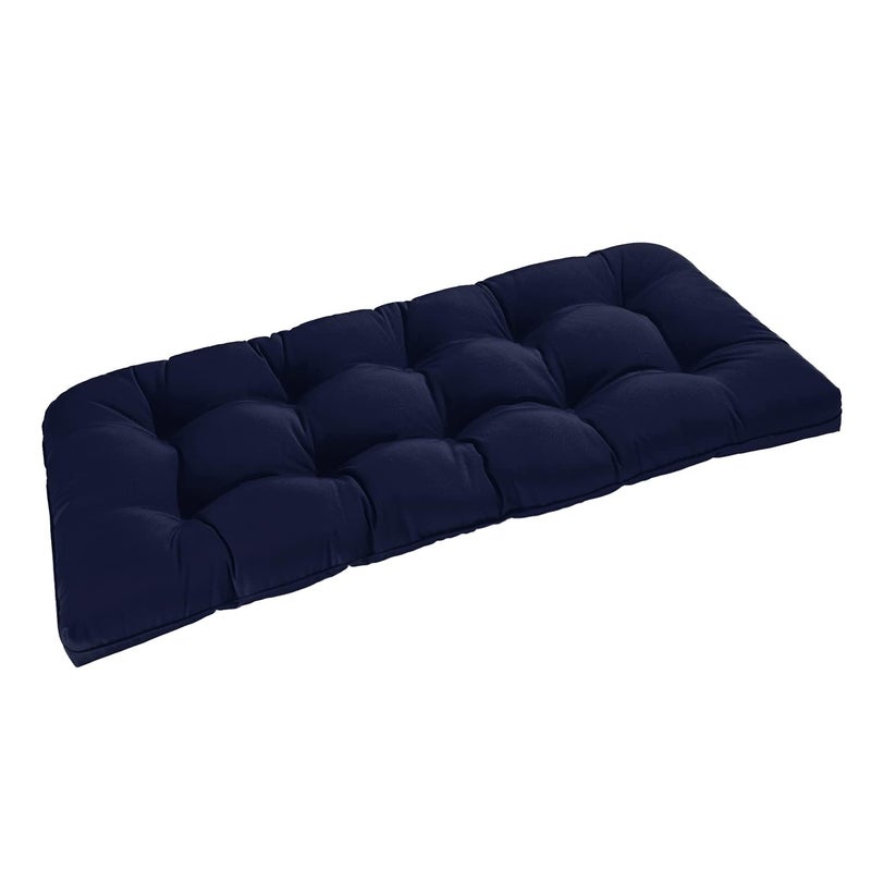 downluxe Outdoor Bench Cushion for Patio Furniture, Water Resistant Tufted Overstuffed Porch Swing Cushions, Thick Outdoor Loveseat Cushions, 44" X 19" X 5", Navy, Set of 1 - Image 1