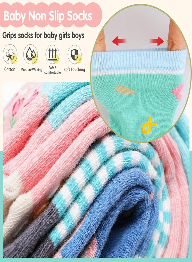 Sandsuced Baby Girls Toddlers Grips Socks Kids Non Skid Anti Slip Fun Cotton Gift Infant Crew Socks 12 Pairs Stocking Stuffers(Animal Series, 1-3 T) - Image 2