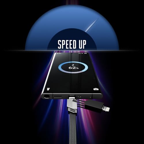 Basesailor 120W 4 in 1 Multi Function Braided Fast Charging Cable with Lightning to USB-C,Type C-C,Ligthning to USB,Military Grade Durability,Compatible for iPhone,Samsung,Oneplus Series & More (Grey) - Image 5