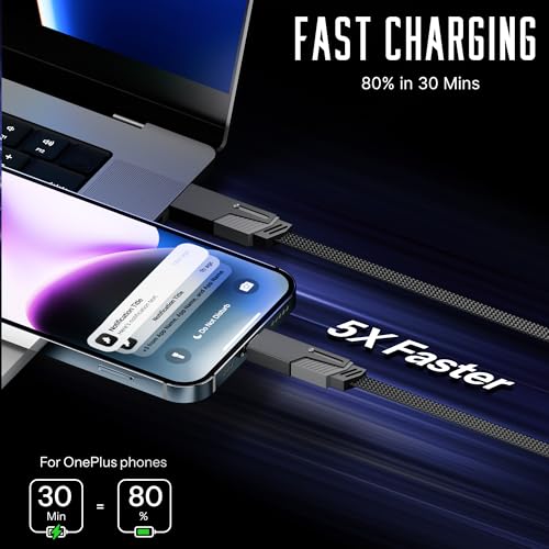 Basesailor 120W 4 in 1 Multi Function Braided Fast Charging Cable with Lightning to USB-C,Type C-C,Ligthning to USB,Military Grade Durability,Compatible for iPhone,Samsung,Oneplus Series & More (Grey) - Image 4
