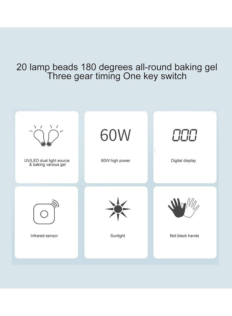 Cute Nail Gel Drying Machine,60W Nail Polish Drying Lamp  with 3 Timer Setting - Image 3