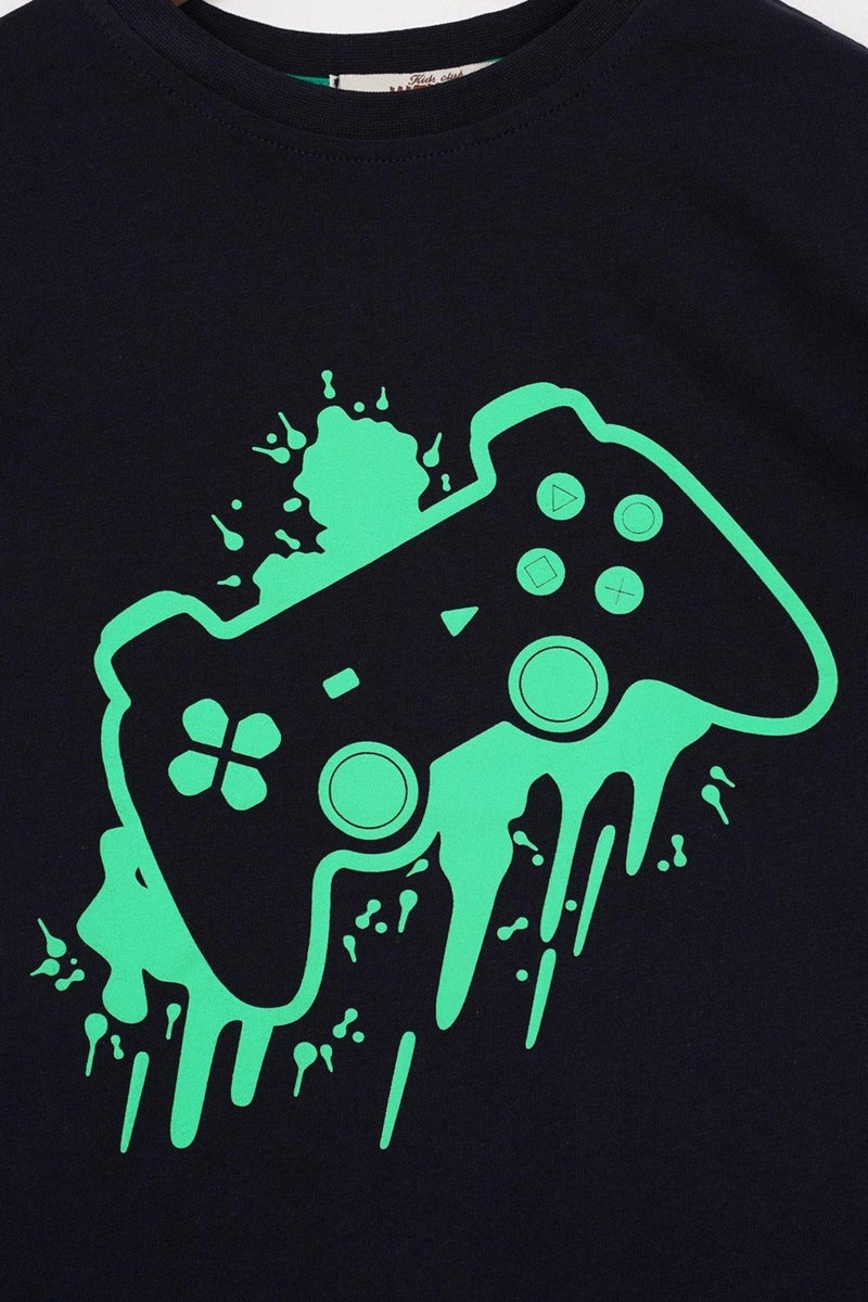 Zepkids Game Console Printed Oversize Navy Blue Color Boy T-shirt  - Image 2