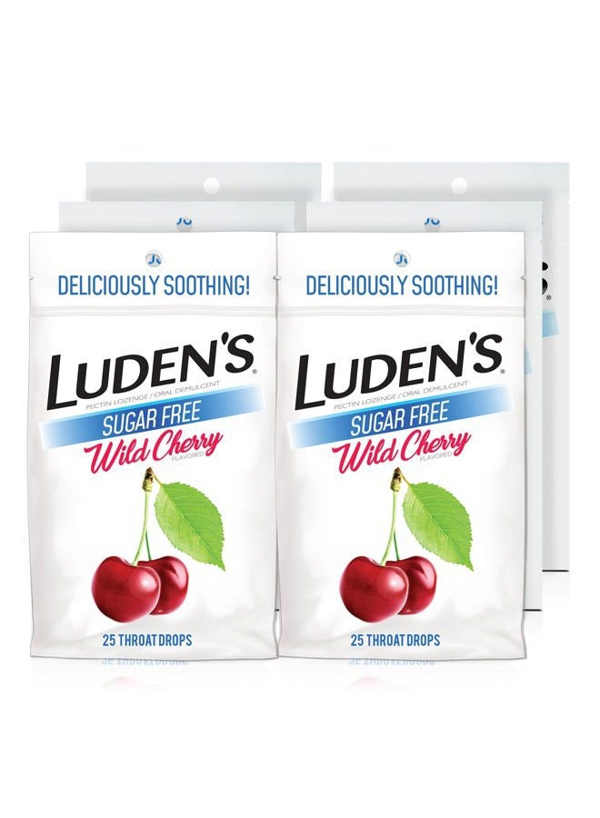 Luden's Sugar Free Wild Cherry Throat Drops, Sore Throat Relief, 25 Count (6 Pack) - Image 1