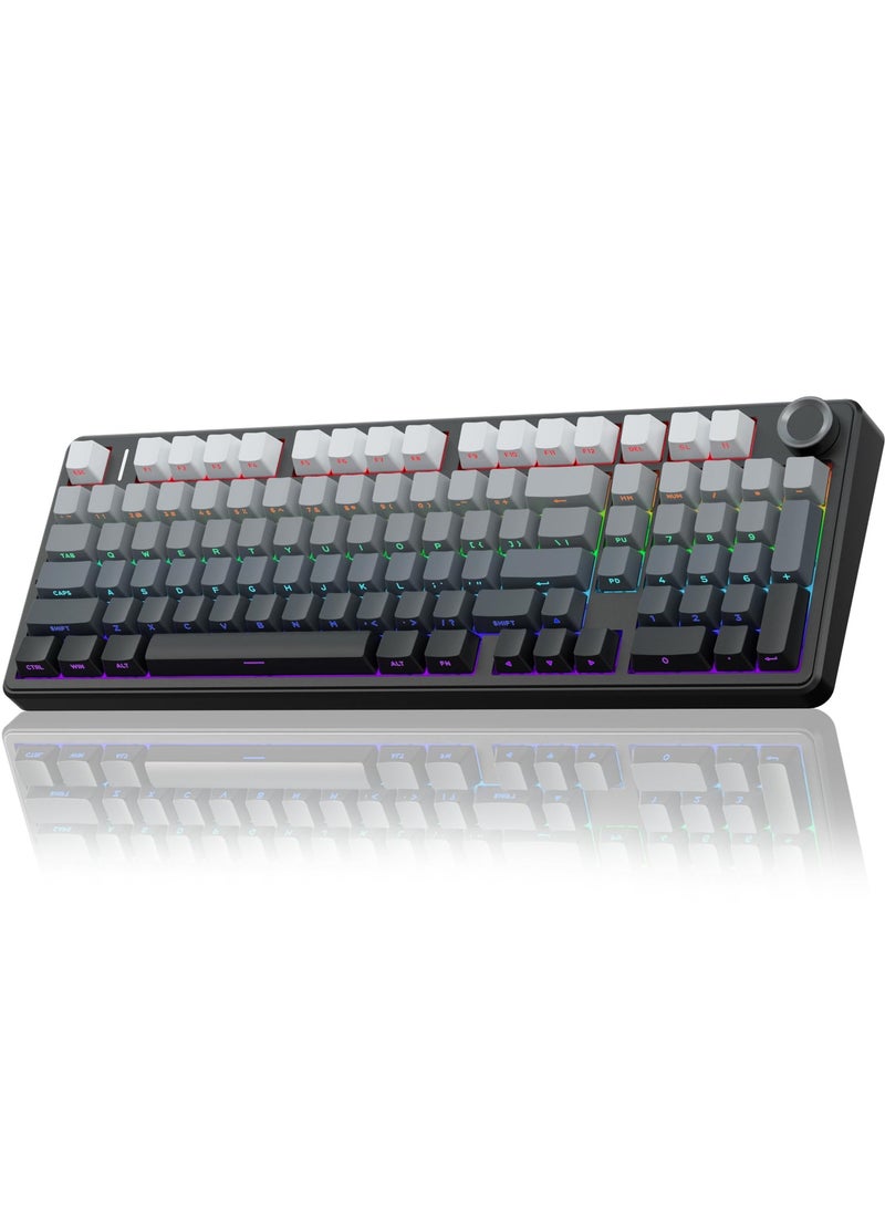 AULA F99 Pro Wireless Mechanical Keyboard with Knob,Tri-Mode BT5.0/USB-C/2.4GHz Hot Swappable Keyboard,Pre-lubed Switches,RGB Backlit PBT Keycaps Computer Gaming Keyboards - Image 1