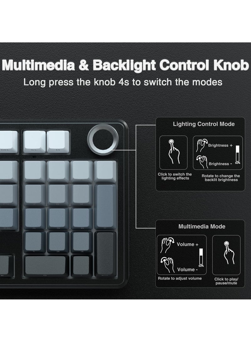 AULA F99 Pro Wireless Mechanical Keyboard with Knob,Tri-Mode BT5.0/USB-C/2.4GHz Hot Swappable Keyboard,Pre-lubed Switches,RGB Backlit PBT Keycaps Computer Gaming Keyboards - Image 5