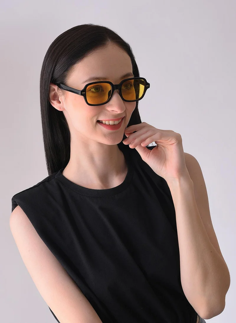 Haute Sauce Yellow Lens Black Oval Sunglasses