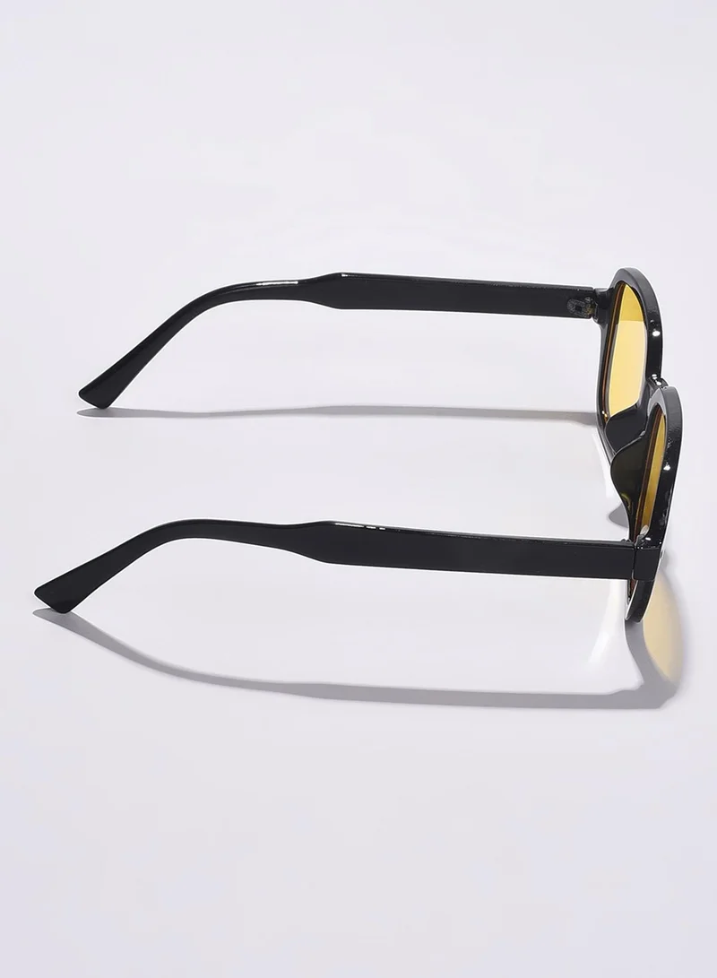 Haute Sauce Yellow Lens Black Oval Sunglasses