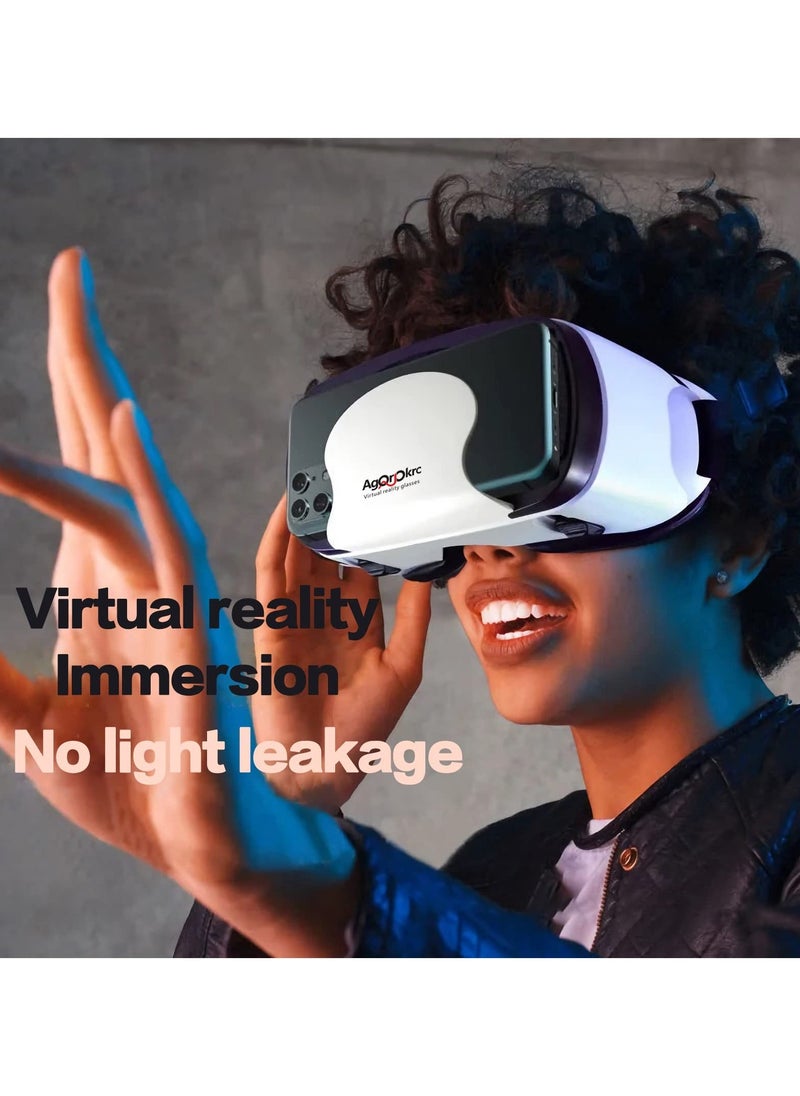 نظارات الواقع الافتراضي 3D HD قابلة للتعديل مع وحدة تحكم، حماية للعين بتقنية بلو راي، سماعة واقع افتراضي متوافقة مع هواتف iOS و Android بحجم 5~7 إنش، مثالية للألعاب والأفلام، تصميم خفيف الوزن - Image 4