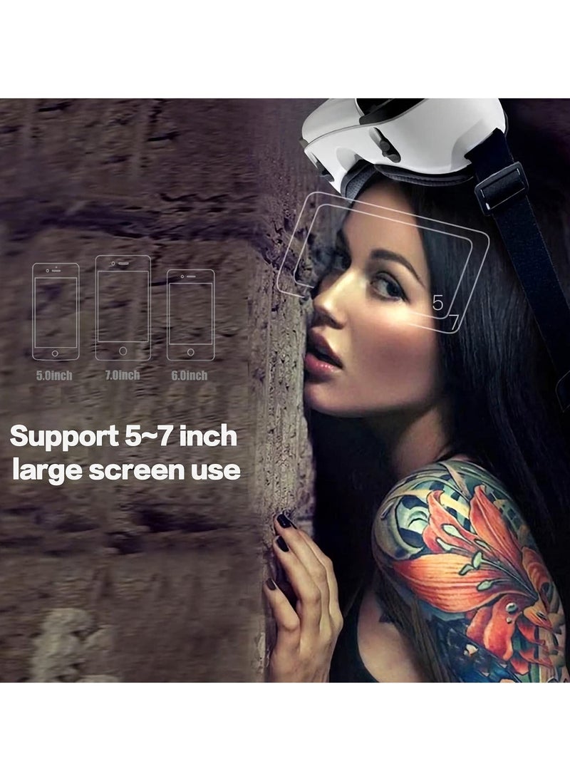 نظارات الواقع الافتراضي 3D HD قابلة للتعديل مع وحدة تحكم، حماية للعين بتقنية بلو راي، سماعة واقع افتراضي متوافقة مع هواتف iOS و Android بحجم 5~7 إنش، مثالية للألعاب والأفلام، تصميم خفيف الوزن - Image 5