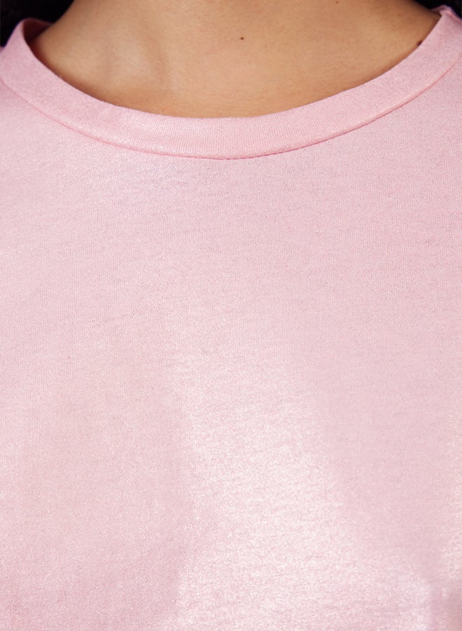 trendyol Pink Foil Printed Regular/Normal Fit Knitted Blouse - Image 4