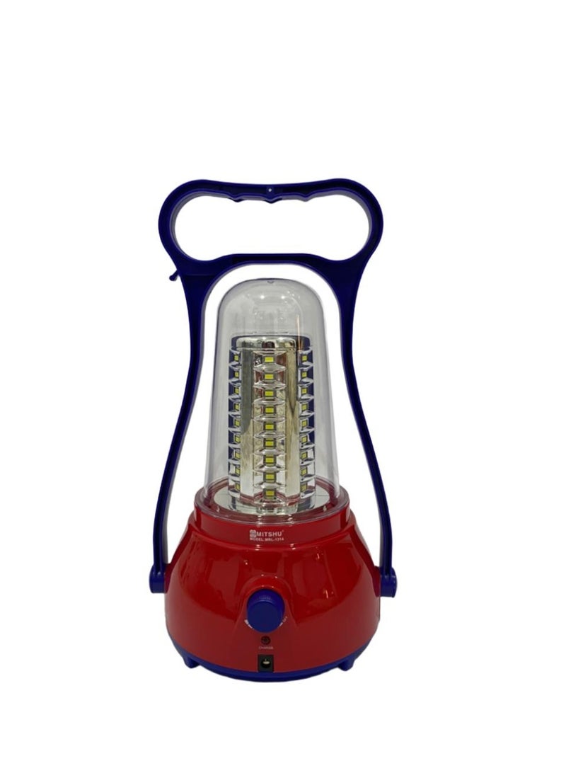 ميتشو مصباح تخييم طوارئ محمول | مصباح LED مضيء قابل لإعادة الشحن حتى 1000 مرة | قابل لإعادة الشحن مع 60 مصباح LED فائق السطوع | إضاءة متواصلة لمدة 4 ساعات | مزود بخاصية تعتيم الإضاءة وميزات أمان مع مقبض حمل - Image 1