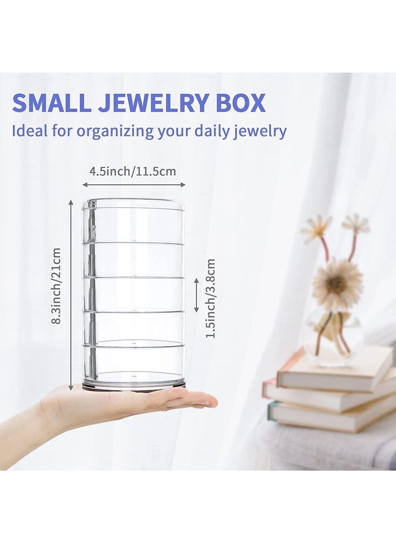 La Home LaHome Clear Rotating Earring Necklace Organizer and 5 Layer Rotatable Jewelry Accessory Storage Tray with Lid for Rings Bracelets Necklace  - Image 3