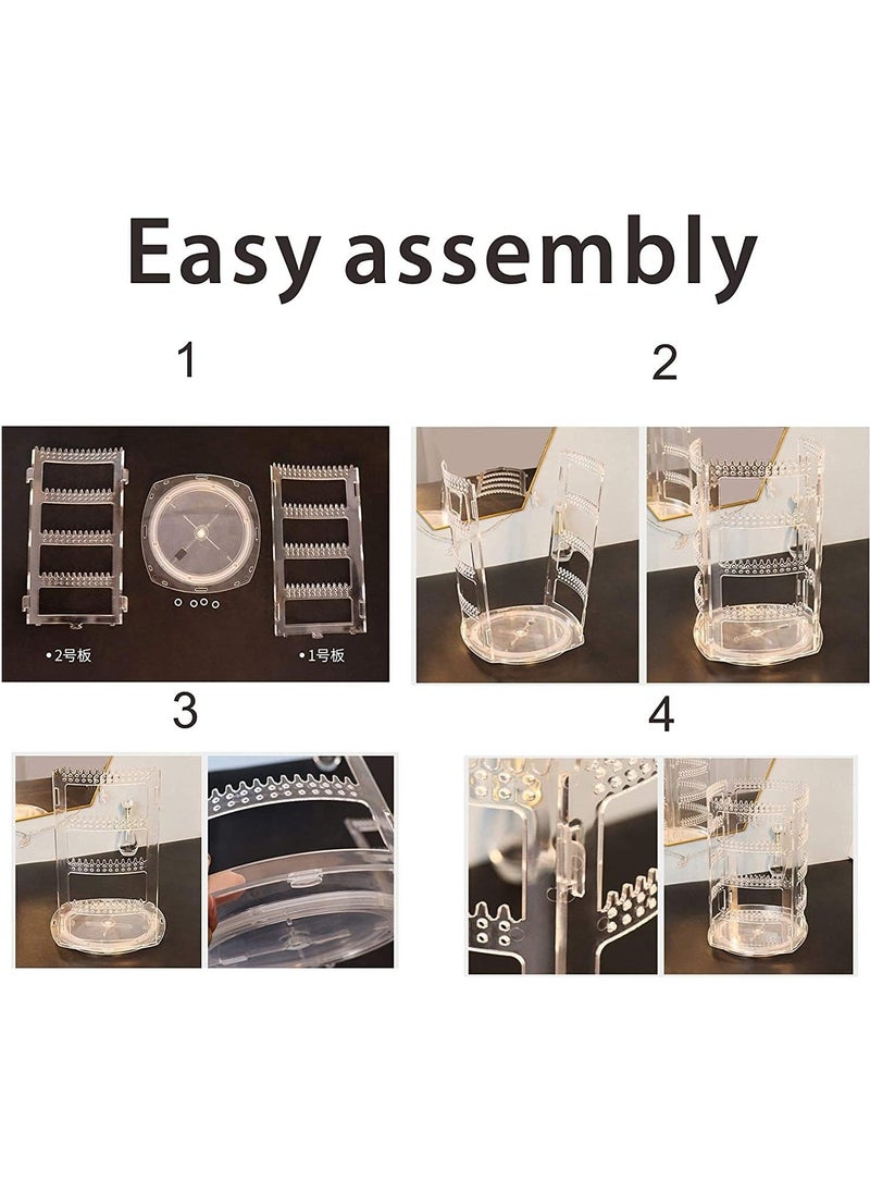 La Home LaHome Clear Rotating Earring Necklace Organizer and 5 Layer Rotatable Jewelry Accessory Storage Tray with Lid for Rings Bracelets Necklace  - Image 5