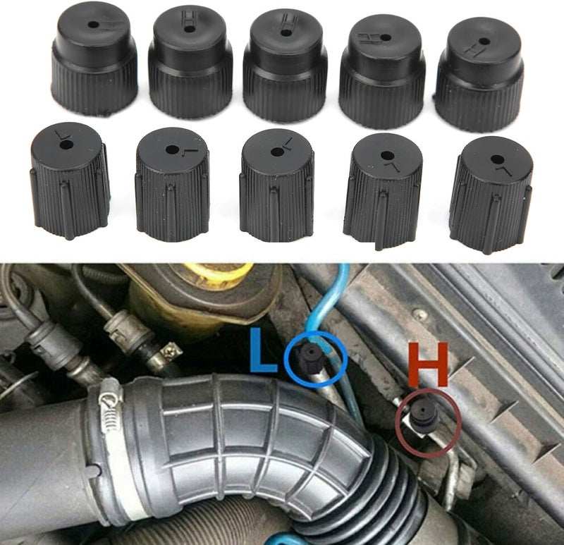 klarako AC Charging Port Cap, 10Pcs Universal Air Conditioning Service AC System Repair Refrigerant Charge Port Cover 5pcs 13mm Low and 5pcs 16mm High Side Port Caps Auto Car Accessory - Image 2