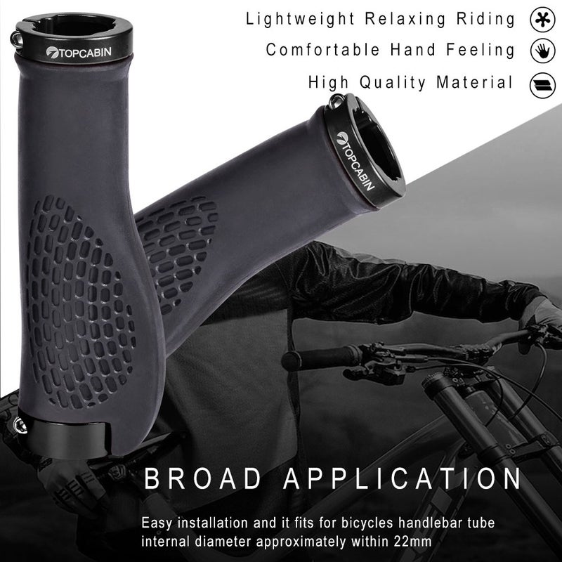 Topcabin Bike Grips Ergonomic Design Bicycle Grips Widen Holding Rubber Bike Handlebar Grips With Aluminum Lockgrips For Bike Mountain Road Mtb - Image 4