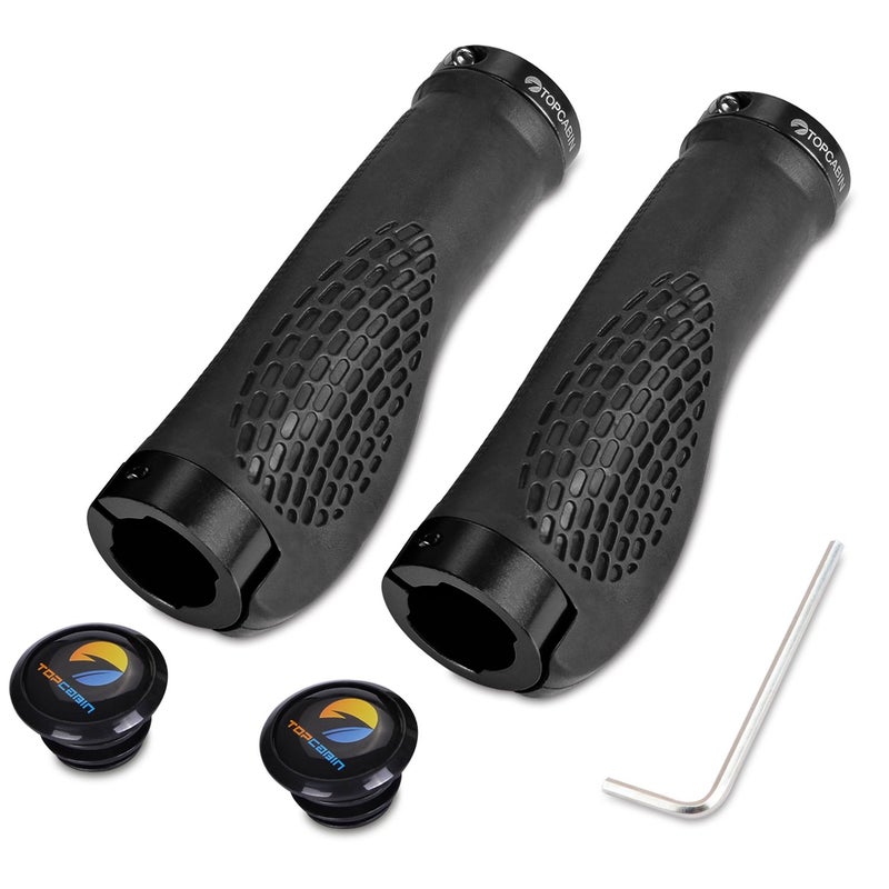 Topcabin Bike Grips Ergonomic Design Bicycle Grips Widen Holding Rubber Bike Handlebar Grips With Aluminum Lockgrips For Bike Mountain Road Mtb - Image 1