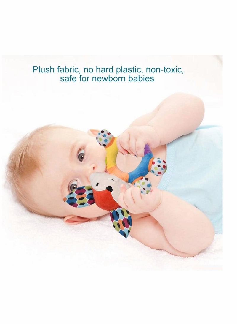 SYOSI Baby Rattles Baby Hand Ringing 2Pcs Baby Grabs The Bell Plush Toys Girl Boy Learning Toy Newborn Soft Handbell Grab Shaker Crinkle Squeaky Sensory Travel Accessories for 0 3 6 9 12 Months Old - Image 4