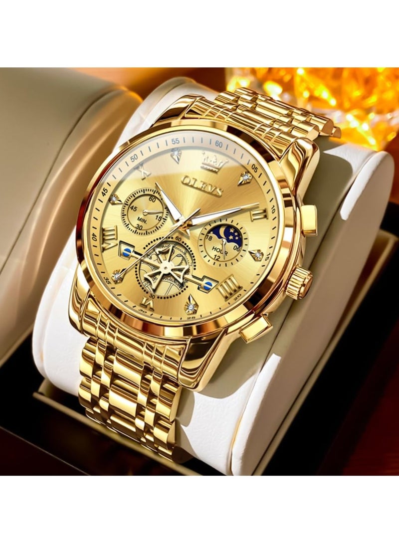 OLEVS Men Silver Watches,Men's Stainless Steel Chronograph Watch,Men Analog Quartz Watches,Big Face Men Watches,Luxury Waterproof Watch Men,Roman Numeral Dress Watch for Men Diamond Relojes De Hombre - Image 3