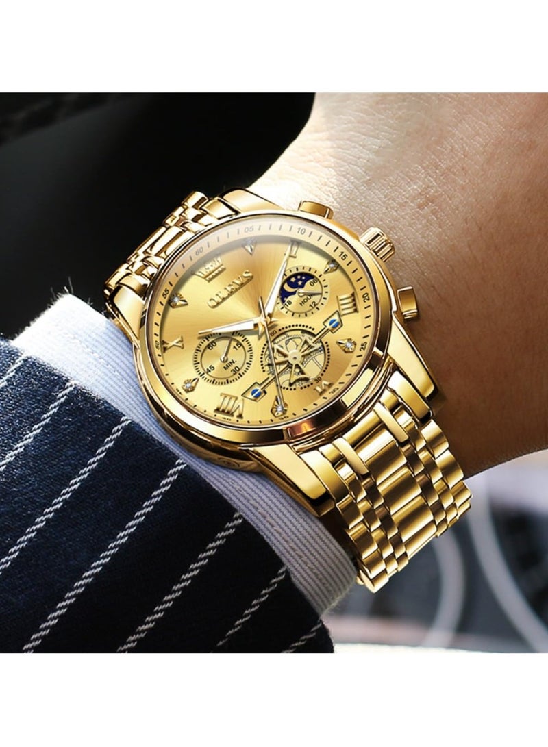 OLEVS Men Silver Watches,Men's Stainless Steel Chronograph Watch,Men Analog Quartz Watches,Big Face Men Watches,Luxury Waterproof Watch Men,Roman Numeral Dress Watch for Men Diamond Relojes De Hombre - Image 4