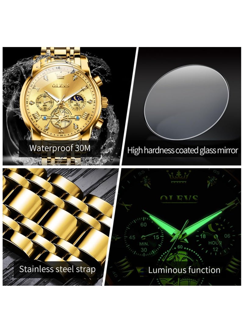 OLEVS Men Silver Watches,Men's Stainless Steel Chronograph Watch,Men Analog Quartz Watches,Big Face Men Watches,Luxury Waterproof Watch Men,Roman Numeral Dress Watch for Men Diamond Relojes De Hombre - Image 5