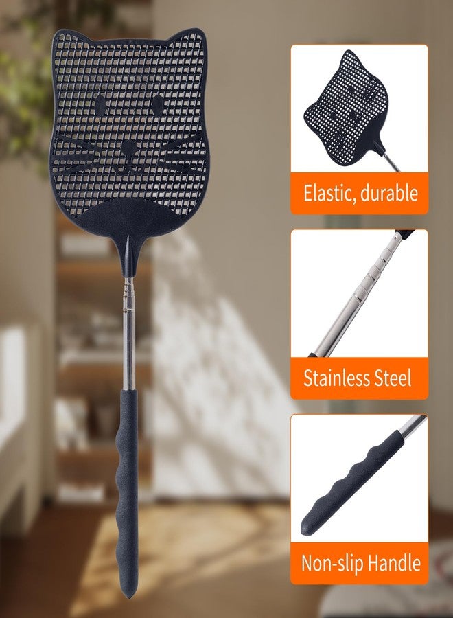 Staruby 2 Pack Extendable Fly Swatter, 25 inch Long Handle Flyswatters, Plastic Heavy Duty Fly Swatters Manual for Indoors Patio Garden and Outdoors Black - Image 4