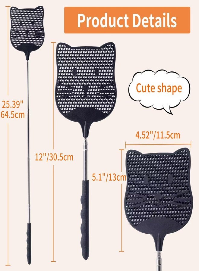 Staruby 2 Pack Extendable Fly Swatter, 25 inch Long Handle Flyswatters, Plastic Heavy Duty Fly Swatters Manual for Indoors Patio Garden and Outdoors Black - Image 2