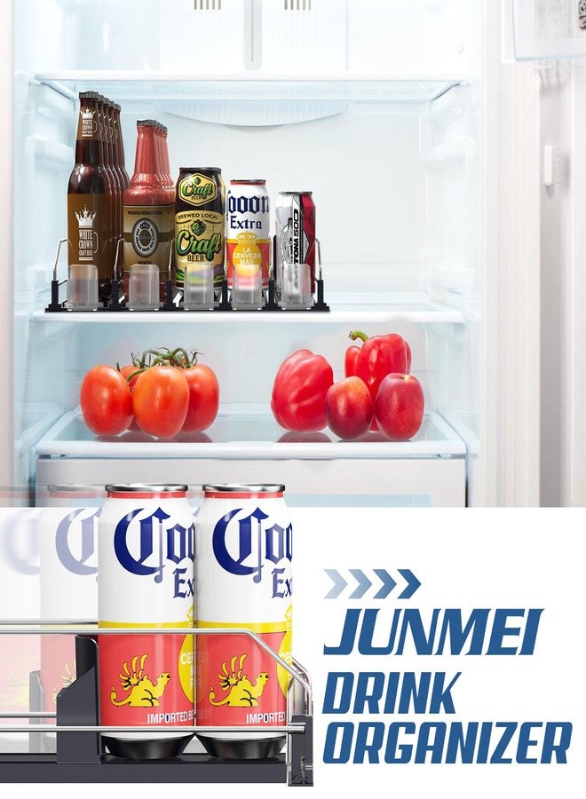 JUNMEI Drink Organizer for Fridge,12oz 16oz 20oz - Soda Can Dispenser for Refrigerator,Width Adjustable,Automatic Pusher Glide (Black, 15" D 5ROW, Holds 25 Cans) - Image 5