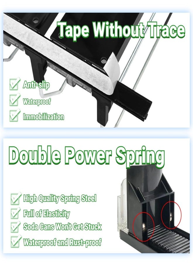 JUNMEI Drink Organizer for Fridge,12oz 16oz 20oz - Soda Can Dispenser for Refrigerator,Width Adjustable,Automatic Pusher Glide (Black, 15" D 5ROW, Holds 25 Cans) - Image 3