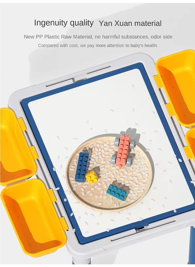 Generic - Multi Kids Activity Table Magnetic Drawing Board Set with Chairs and 600 Pcs Blocks Building Blocks All in One Kids Play Table Water Table Sand Table Doodle Board for Toddlers Drawing Table - Image 1