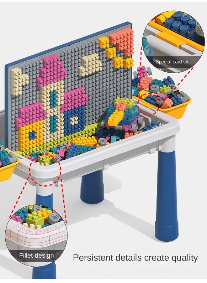 Generic - Multi Kids Activity Table Magnetic Drawing Board Set with Chairs and 600 Pcs Blocks Building Blocks All in One Kids Play Table Water Table Sand Table Doodle Board for Toddlers Drawing Table - Image 1