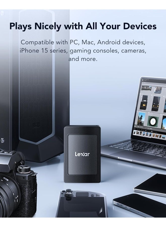 Lexar SL500M 1TB External SSD with Magnetic Game, Portable SSD USB3.2 Gen2x2, Read up to 2000MB/s, Slim External Solid State Drive Compatible with iPhone15 Series/Mac/PS5/XBOX/Laptop/PC 1 TB - Image 5