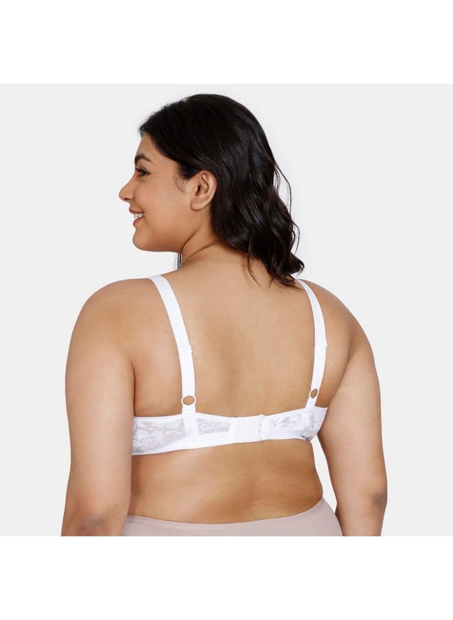 zivame Zivame Lace Detail Support Bra with Hook and Eye Closure  - Image 2