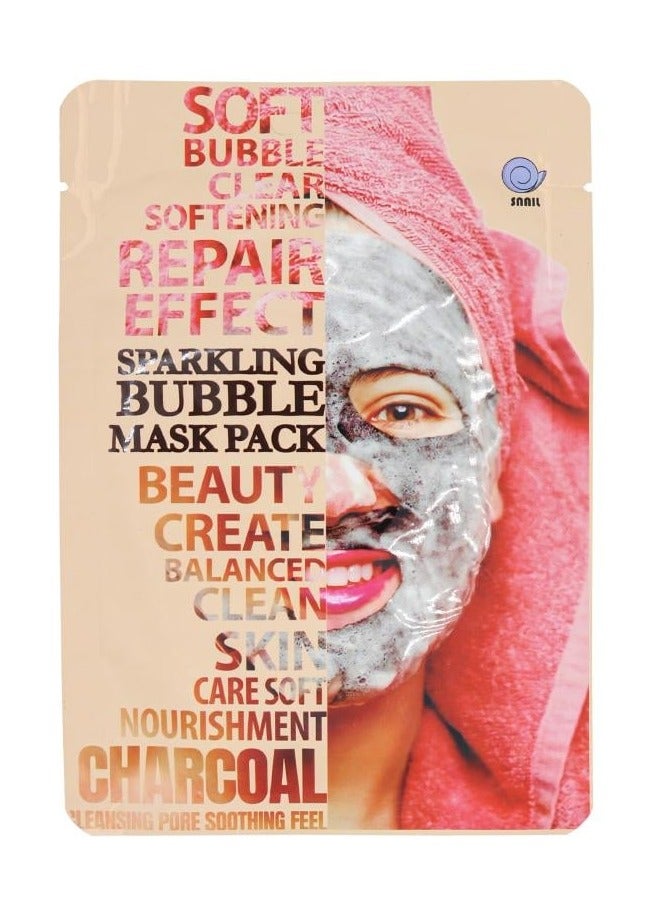 سنايل مجموعة أقنعة مكونة من 3 قطع قناع الفقاعات المتلألئة للعناية بالبشرة المتوازنة والنقية والتغذية الناعمة بالفحم 23*3 مل - Image 2