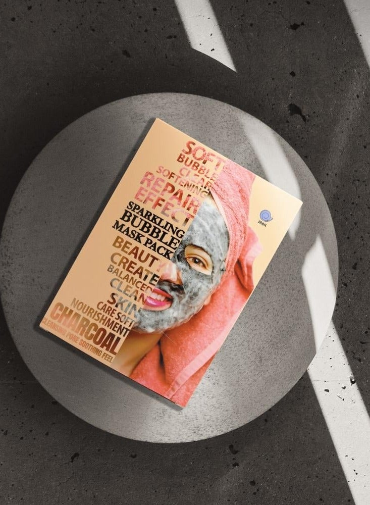 سنايل مجموعة أقنعة مكونة من 3 قطع قناع الفقاعات المتلألئة للعناية بالبشرة المتوازنة والنقية والتغذية الناعمة بالفحم 23*3 مل - Image 4