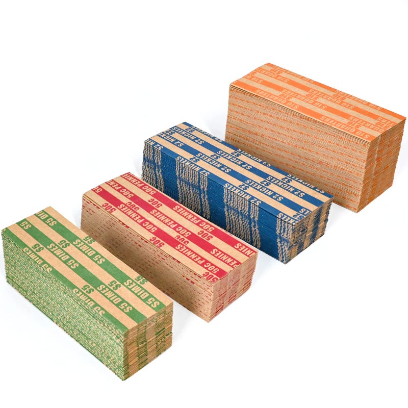 DGBDPACK 500 Assorted Flat Coin Wrappers 100 Dimes 100 Nickels 100 Pennies 200 Quarters Convenient Pack