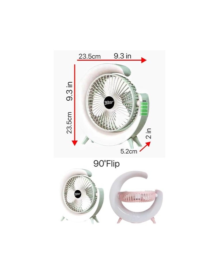Wtrtr Desk Fan,USB Charging Mini Table Fan Colorful Light, Rotatable,Strong Airflow,3 Speed Wind,WTR-66