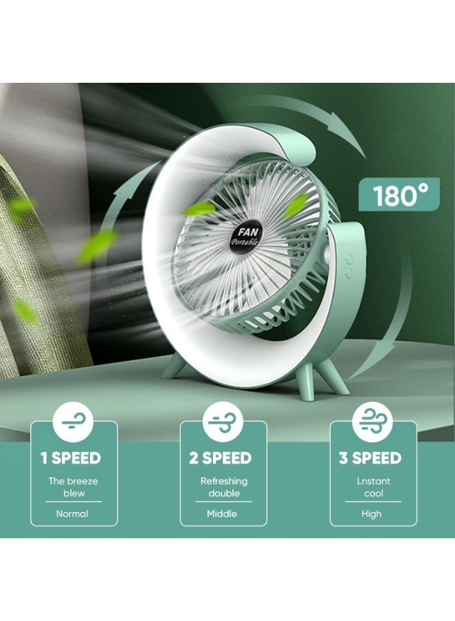 Wtrtr Desk Fan,USB Charging Mini Table Fan Colorful Light, Rotatable,Strong Airflow,3 Speed Wind,WTR-66 - Image 3