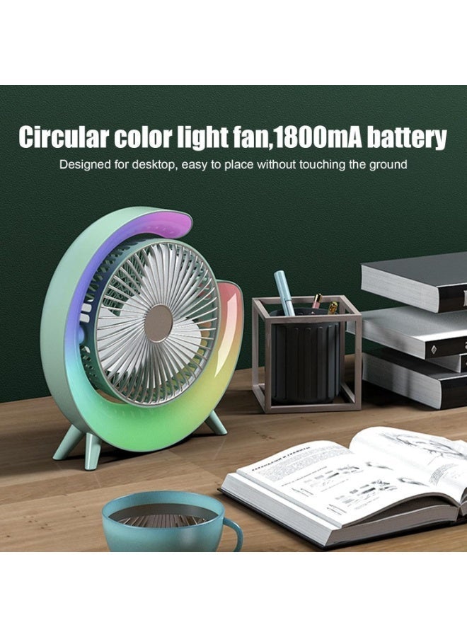 Wtrtr Desk Fan,USB Charging Mini Table Fan Colorful Light, Rotatable,Strong Airflow,3 Speed Wind,WTR-66 - Image 4