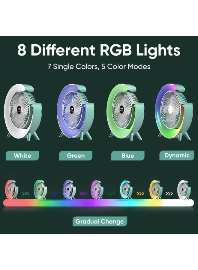 Wtrtr Desk Fan,USB Charging Mini Table Fan Colorful Light, Rotatable,Strong Airflow,3 Speed Wind,WTR-66 - Image 2