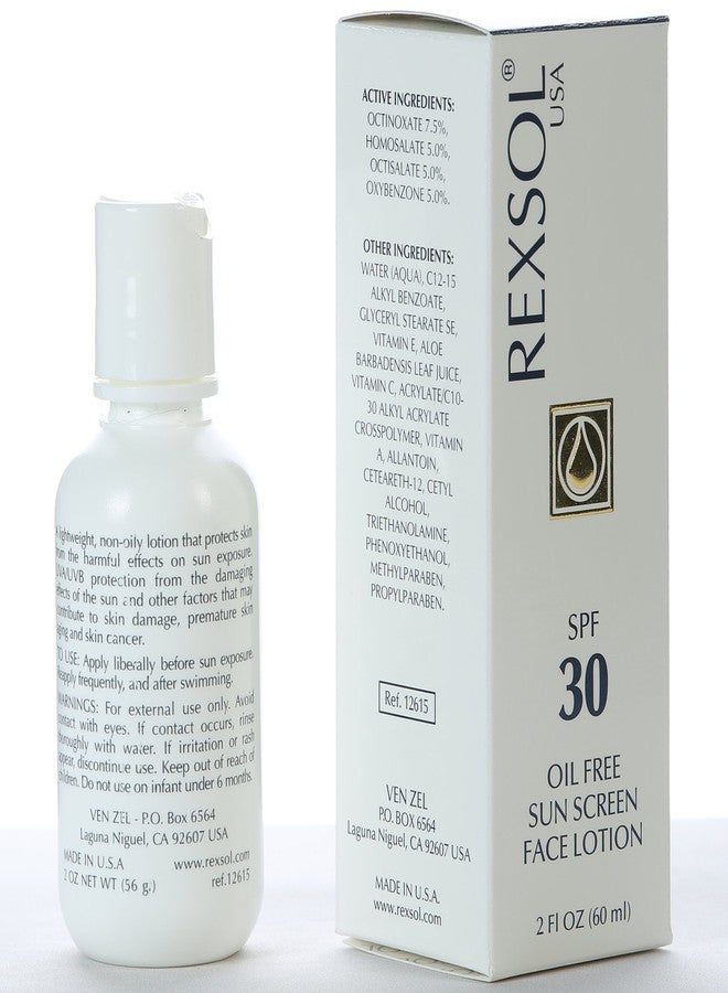 REXSOL SPF 30 Oil-Free Sunscreen Face Lotion | Broad Spectrum UVA/UVB Protection with Vitamins C, E, and A | 60 ml / 2 fl oz - Image 2