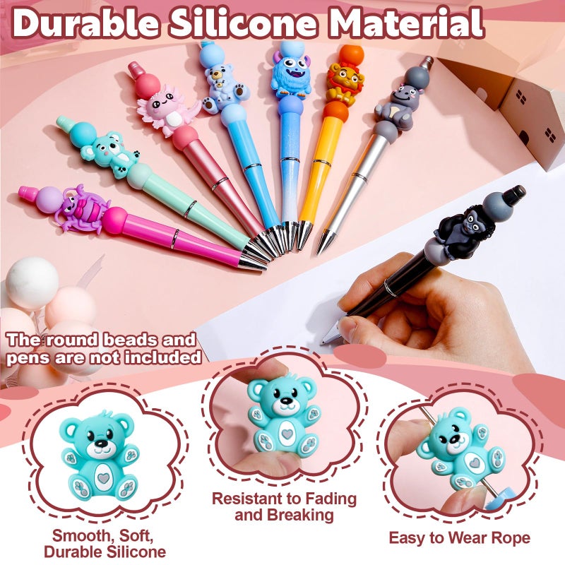 Ferreve 80 Pcs 3D Animal Silicone Focal Beads for Pens, Keychain Making, Focal Beads Bulk for Beadable Keychain DIY Crafts Necklace Bracelet Phone Chain Charms Jewelry Making - Image 4